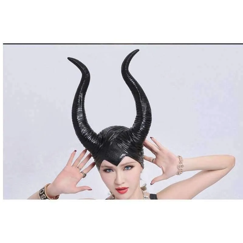 Halloween-Parteikostüm jolie cosplay Kopfbedeckungshut der erwachsenen Frauen der böswilligen Hörner des echten Latex - freies Verschiffen