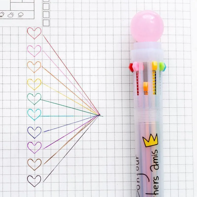 Süß Candy Farbe Multi 10 Farbe In Einem Satz Kugelschreiber Schreiben Schule Bürobedarf Schreibwaren