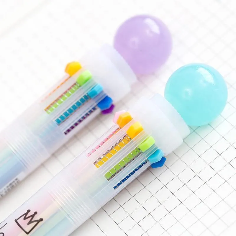 Süß Candy Farbe Multi 10 Farbe In Einem Satz Kugelschreiber Schreiben Schule Bürobedarf Schreibwaren