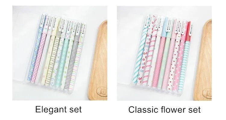 10 pcs Schwarze Kugelschreiber Klassische Blume Sternenkugelschreiber zum Schreiben von Unterschriften Stationery Office