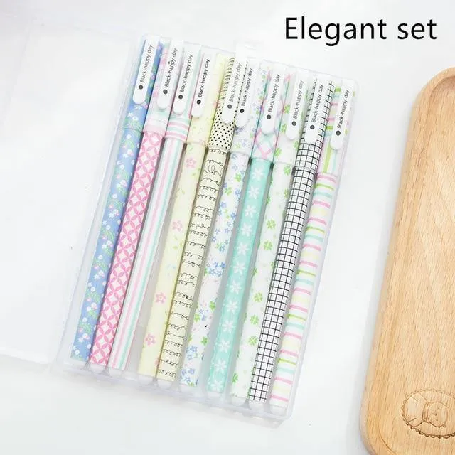 10 pcs Schwarze Kugelschreiber Klassische Blume Sternenkugelschreiber zum Schreiben von Unterschriften Stationery Office