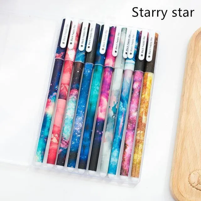 10 pcs Schwarze Kugelschreiber Klassische Blume Sternenkugelschreiber zum Schreiben von Unterschriften Stationery Office