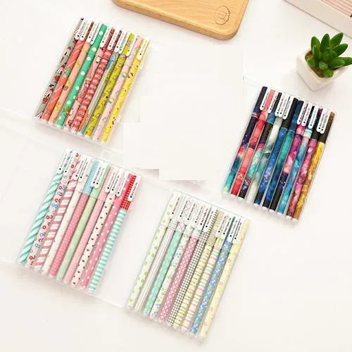 10 pcs Schwarze Kugelschreiber Klassische Blume Sternenkugelschreiber zum Schreiben von Unterschriften Stationery Office
