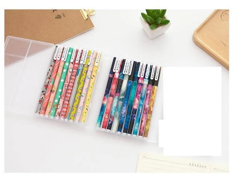10 pcs Schwarze Kugelschreiber Klassische Blume Sternenkugelschreiber zum Schreiben von Unterschriften Stationery Office