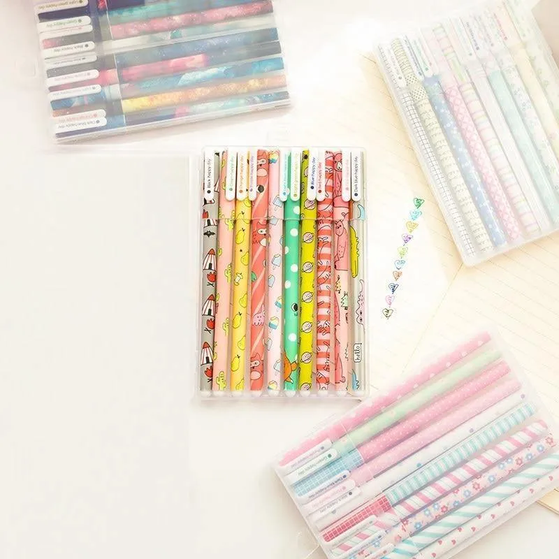 10 pcs Schwarze Kugelschreiber Klassische Blume Sternenkugelschreiber zum Schreiben von Unterschriften Stationery Office