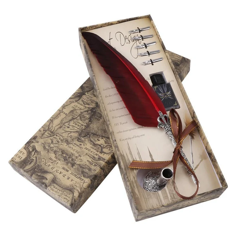 1 Set Englische Kalligraphie Schreibfeder Schreibfeder Set Schreibwaren Geschenkbox mit 5 Feder