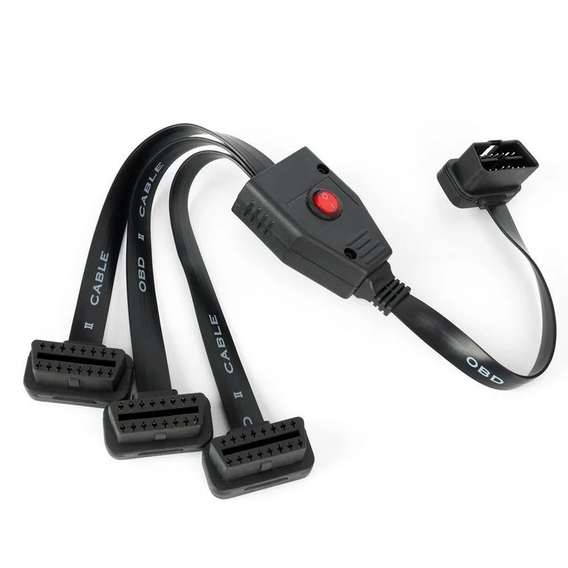 OBD II OBD2 16 Pin Splitter Verlängerung Stecker auf Buchse Verlängerungskabel Adapter Diagnosewerkzeug Stecker mit Netzschalter