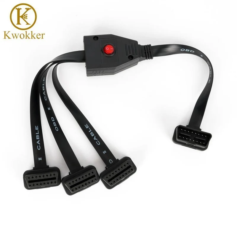 OBD II OBD2 16 Pin Splitter Verlängerung Stecker auf Buchse Verlängerungskabel Adapter Diagnosewerkzeug Stecker mit Netzschalter