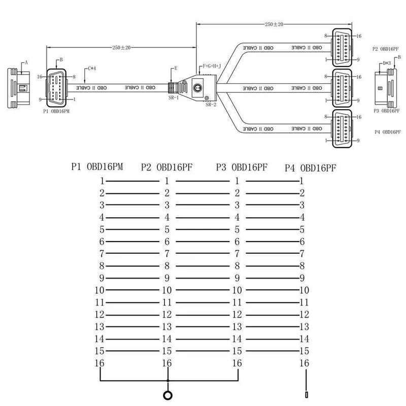 OBD II OBD2 16 Pin Splitter Verlängerung Stecker auf Buchse Verlängerungskabel Adapter Diagnosewerkzeug Stecker mit Netzschalter