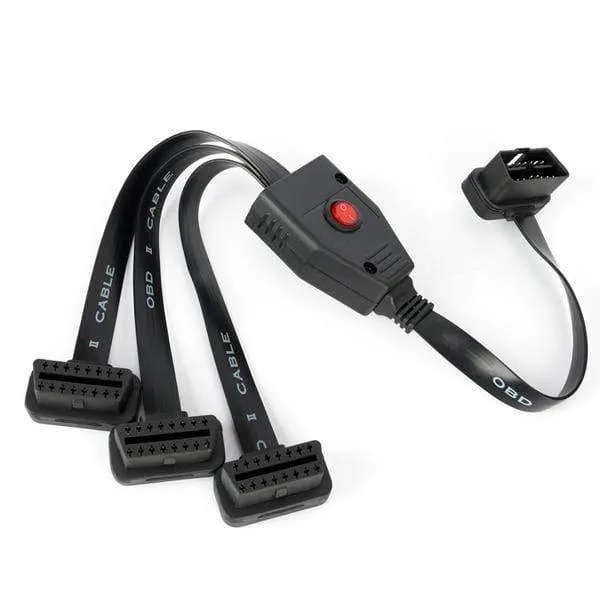 OBD II OBD2 16 Pin Splitter Verlängerung Stecker auf Buchse Verlängerungskabel Adapter Diagnosewerkzeug Stecker mit Netzschalter