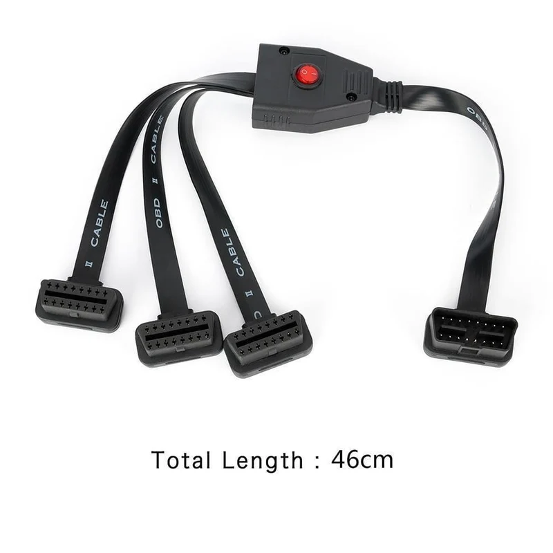 OBD II OBD2 16 Pin Splitter Verlängerung Stecker auf Buchse Verlängerungskabel Adapter Diagnosewerkzeug Stecker mit Netzschalter