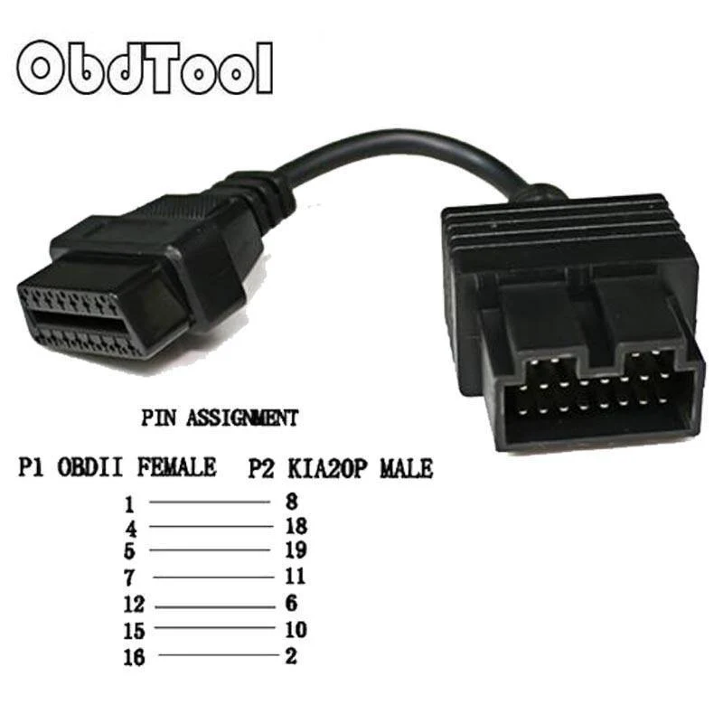 KIA 20 Pin auf 16 Pin OBD2 OBD Diagnosewerkzeug Scanner Codeleser Adapter Auto Verbindungskabel KIA 20 Pin