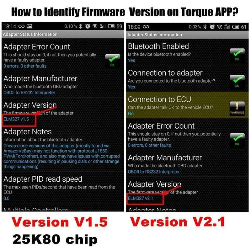 V1.5 PIC18F25K80 ELM327 Bluetooth V1.5 OBD2 Autodiagnosetool ELM 327 V1.5 Funktioniert auf Android/Symbian
