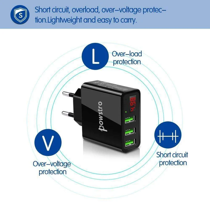 5V 3A Handy-Ladegerät 3 Port USB Wandladegerät Reiseadapter Ladespannung Strom für iPhone X 8 7 Samsung