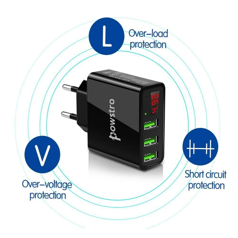 5V 3A Handy-Ladegerät 3 Port USB Wandladegerät Reiseadapter Ladespannung Strom für iPhone X 8 7 Samsung