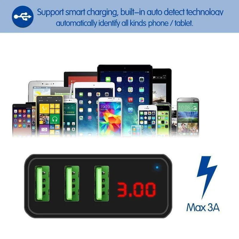 5V 3A Handy-Ladegerät 3 Port USB Wandladegerät Reiseadapter Ladespannung Strom für iPhone X 8 7 Samsung