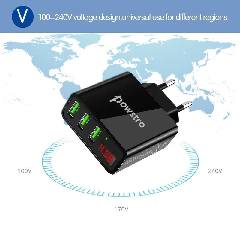 5V 3A Handy-Ladegerät 3 Port USB Wandladegerät Reiseadapter Ladespannung Strom für iPhone X 8 7 Samsung