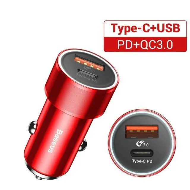 36W Dual USB Schnellladegerät QC 3.0 Autoladegerät für iPhone USB Typ-C PD Schnellladegerät Handy Schnellladegerät Autoladegerät