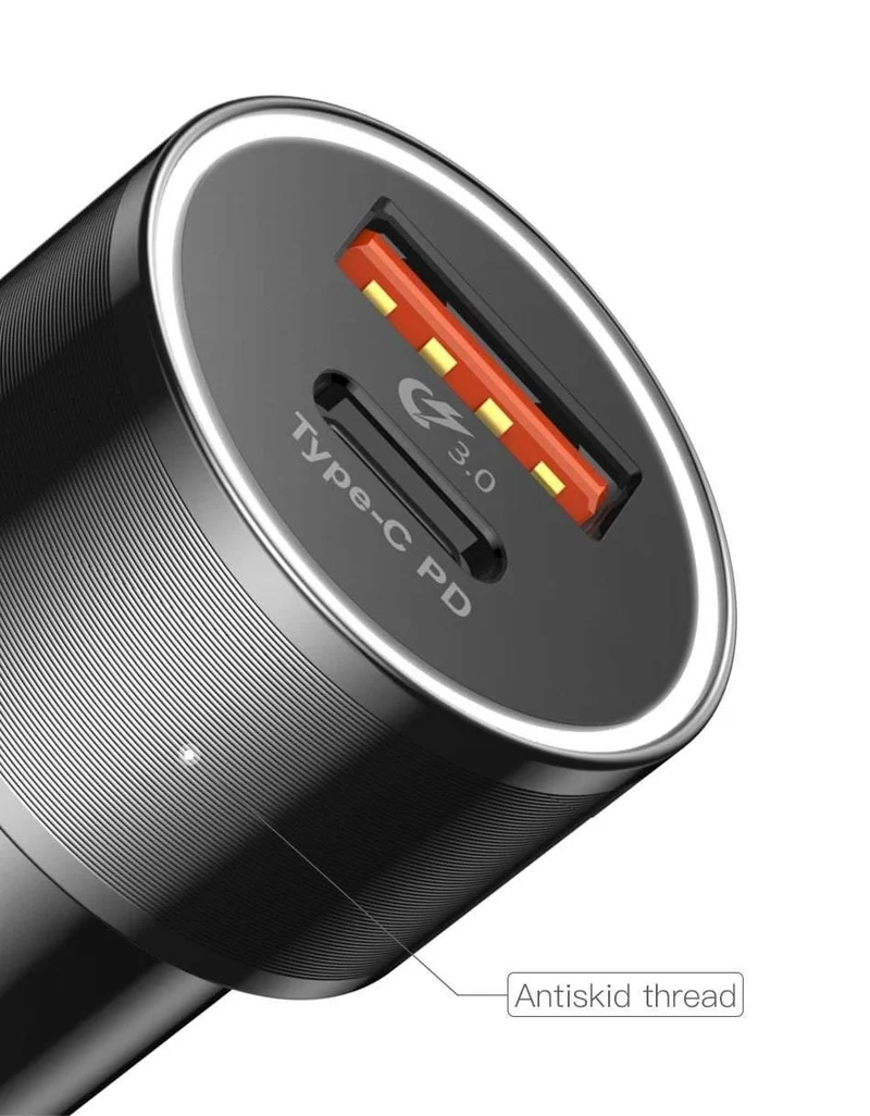 36W Dual USB Schnellladegerät QC 3.0 Autoladegerät für iPhone USB Typ-C PD Schnellladegerät Handy Schnellladegerät Autoladegerät