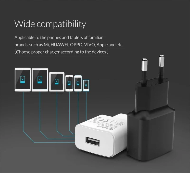 Handy-Ladegerät 5V 1A 5W / 5V 2A 10W USB-Reiseladegerät Tragbarer Wandadapter EU-Stecker Schwarz/Weiß für iPhone x
