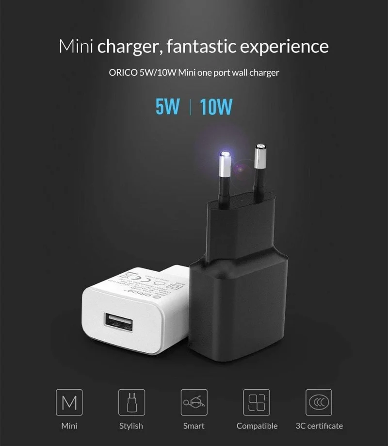 Handy-Ladegerät 5V 1A 5W / 5V 2A 10W USB-Reiseladegerät Tragbarer Wandadapter EU-Stecker Schwarz/Weiß für iPhone x