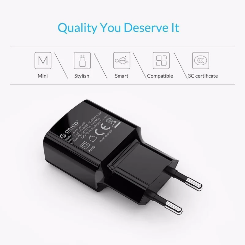 Handy-Ladegerät 5V 1A 5W / 5V 2A 10W USB-Reiseladegerät Tragbarer Wandadapter EU-Stecker Schwarz/Weiß für iPhone x