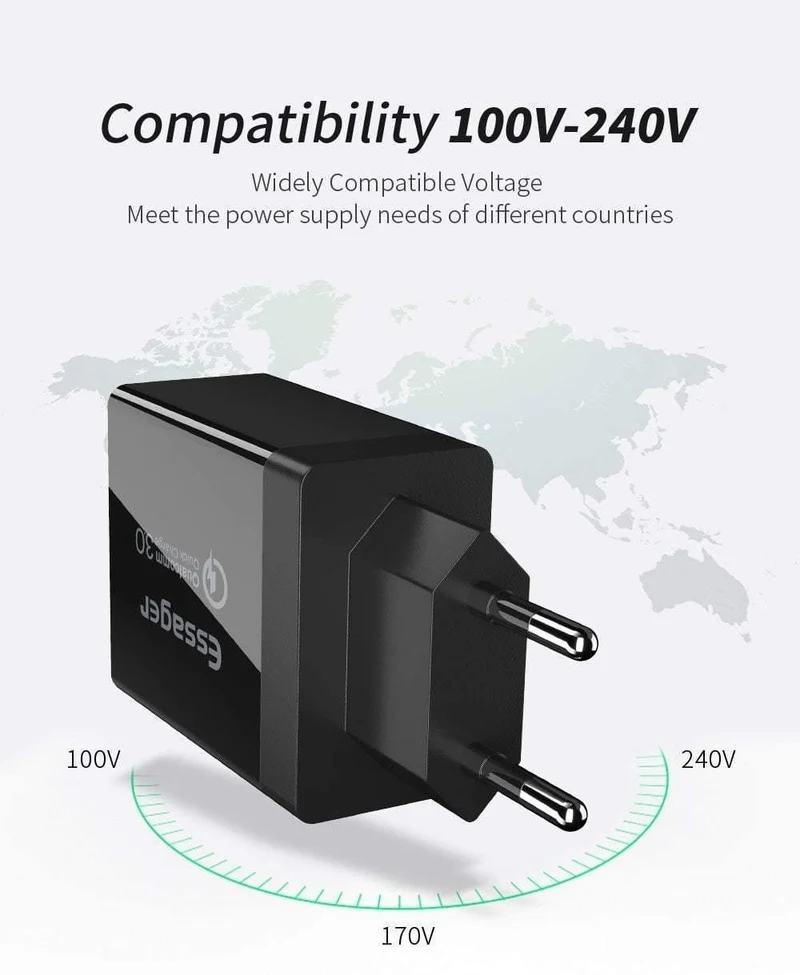 Quick Charge 3.0 USB-Ladegerät 30 W QC3.0 Schnelllade-USB-Wandladegerät für iPhone Samsung Xiaomi Handy-Ladegerät