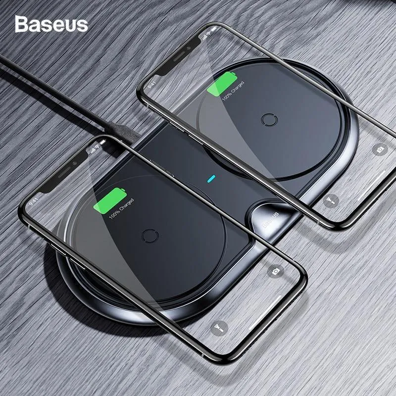 Drahtloses Ladegerät Dual Pad Silikon Schnellladung Xiaomi Samsung Iphone 10W Geschwindigkeit CN Stecker für Telefonladegeräte