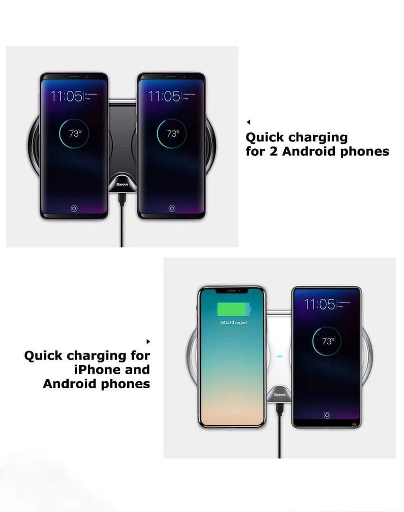 Drahtloses Ladegerät Dual Pad Silikon Schnellladung Xiaomi Samsung Iphone 10W Geschwindigkeit CN Stecker für Telefonladegeräte