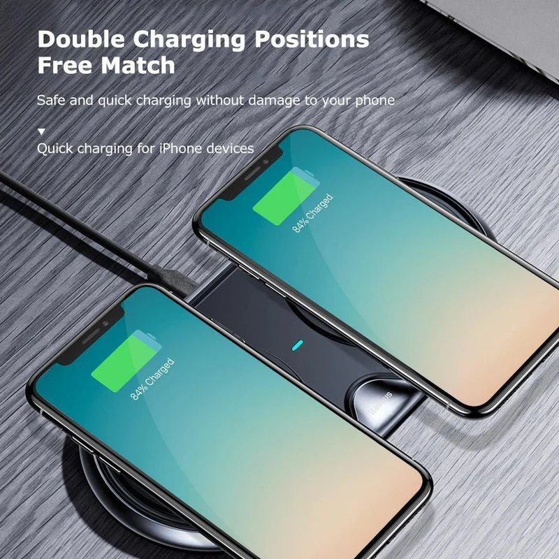 Drahtloses Ladegerät Dual Pad Silikon Schnellladung Xiaomi Samsung Iphone 10W Geschwindigkeit CN Stecker für Telefonladegeräte