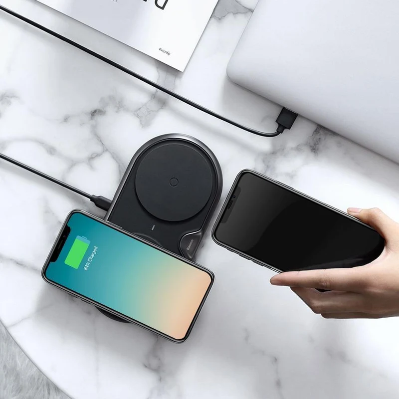 Drahtloses Ladegerät Dual Pad Silikon Schnellladung Xiaomi Samsung Iphone 10W Geschwindigkeit CN Stecker für Telefonladegeräte