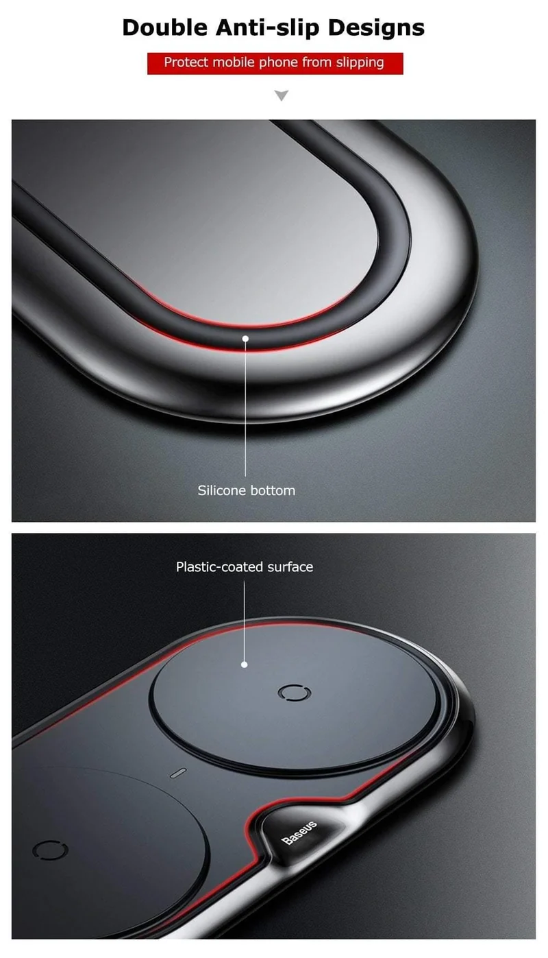 Drahtloses Ladegerät Dual Pad Silikon Schnellladung Xiaomi Samsung Iphone 10W Geschwindigkeit CN Stecker für Telefonladegeräte