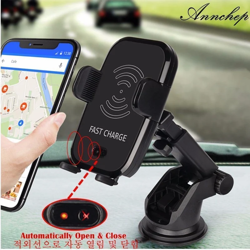 Auto-Infrarotsensor, automatisches Qi-Schnellladegerät für kabelloses Auto-Handy für iPhone X 8 Plus Samsung S9 S8 Plus S7 Note 8