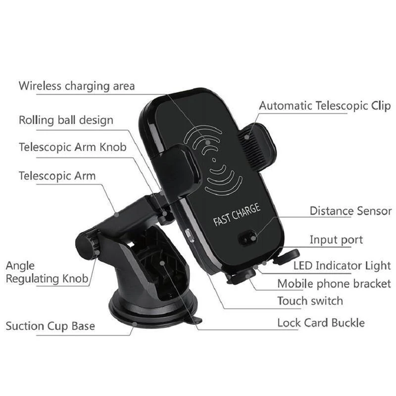 Auto-Infrarotsensor, automatisches Qi-Schnellladegerät für kabelloses Auto-Handy für iPhone X 8 Plus Samsung S9 S8 Plus S7 Note 8
