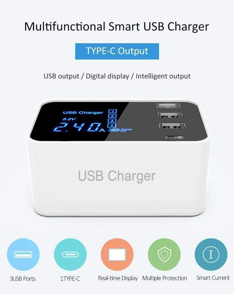 Typ C USB-Ladegerät HUB Led-anzeige Wand Ladegerät Schnelle Handy Ladegerät Für iPhone Samsung USB Adapter EU UNS stecker