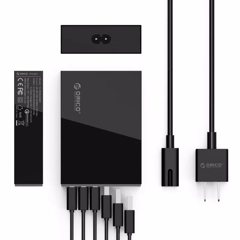 2-Anschlüsse QC 2.0-Schnellladegerät mit 4-Anschlüssen 5V2.4A 50W-USB-Ladegerät mit maximaler Ausgangsleistung für Mobiltelefone von Samsung Xiaomi Huawei