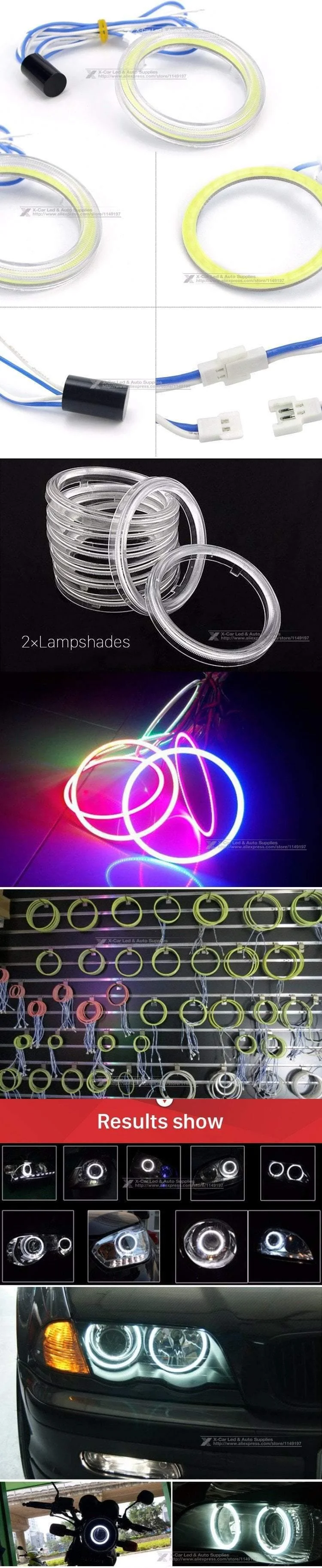 2x60 70 80 85 90 95mm COB Angel Eye LED Motorrad Auto Licht Halo Ringe Auto Scheinwerfer Nebel auto LED Beleuchtung DRL