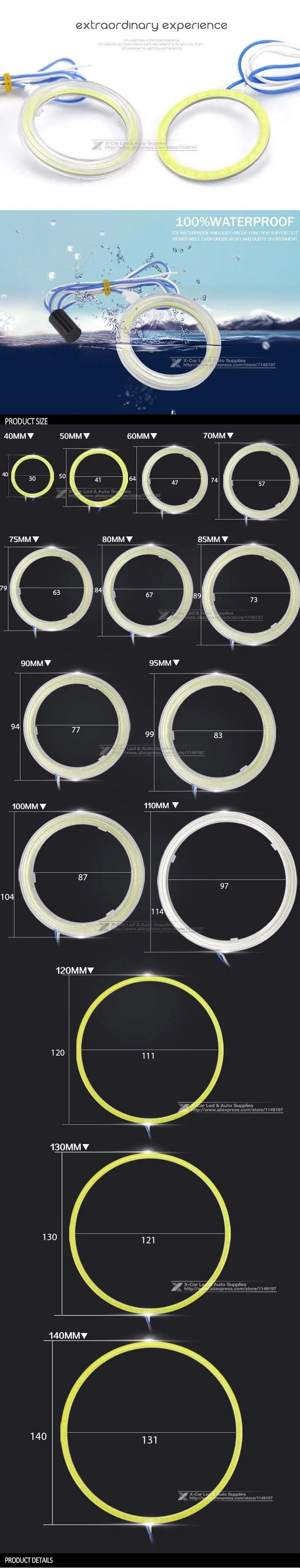 2x60 70 80 85 90 95mm COB Angel Eye LED Motorrad Auto Licht Halo Ringe Auto Scheinwerfer Nebel auto LED Beleuchtung DRL