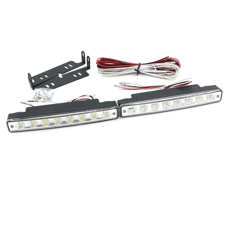 Weiß Universal 2 PCS 12V Auto 8 LED DRL Fahren Tagfahrlicht Tag LED Licht Kopf Lampe Super + schaltet Licht Funktionen