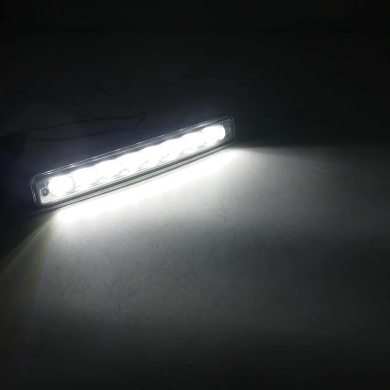 Weiß Universal 2 PCS 12V Auto 8 LED DRL Fahren Tagfahrlicht Tag LED Licht Kopf Lampe Super + schaltet Licht Funktionen