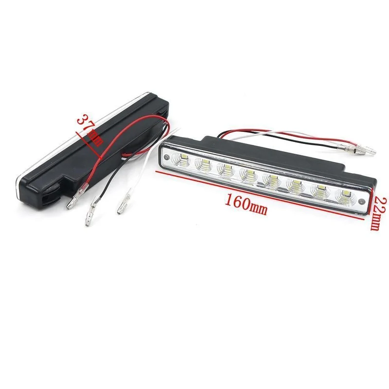 Weiß Universal 2 PCS 12V Auto 8 LED DRL Fahren Tagfahrlicht Tag LED Licht Kopf Lampe Super + schaltet Licht Funktionen