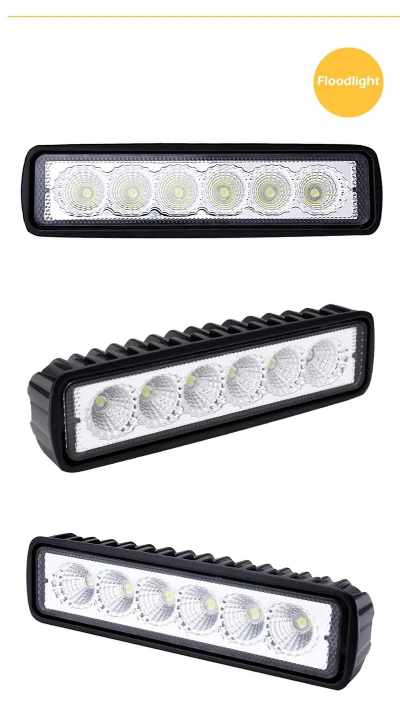 18W 12V LED Arbeitslichtleiste Strahler Flutlicht Lampe Fahren Nebel Offroad LED Arbeitsscheinwerfer Auto für Ford Toyota SUV 4WD Boot LKW