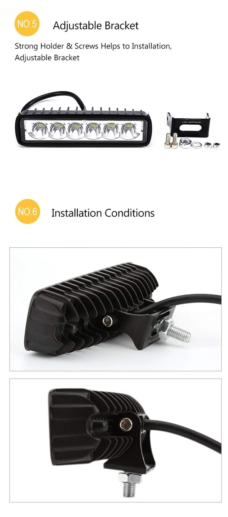 18W 12V LED Arbeitslichtleiste Strahler Flutlicht Lampe Fahren Nebel Offroad LED Arbeitsscheinwerfer Auto für Ford Toyota SUV 4WD Boot LKW
