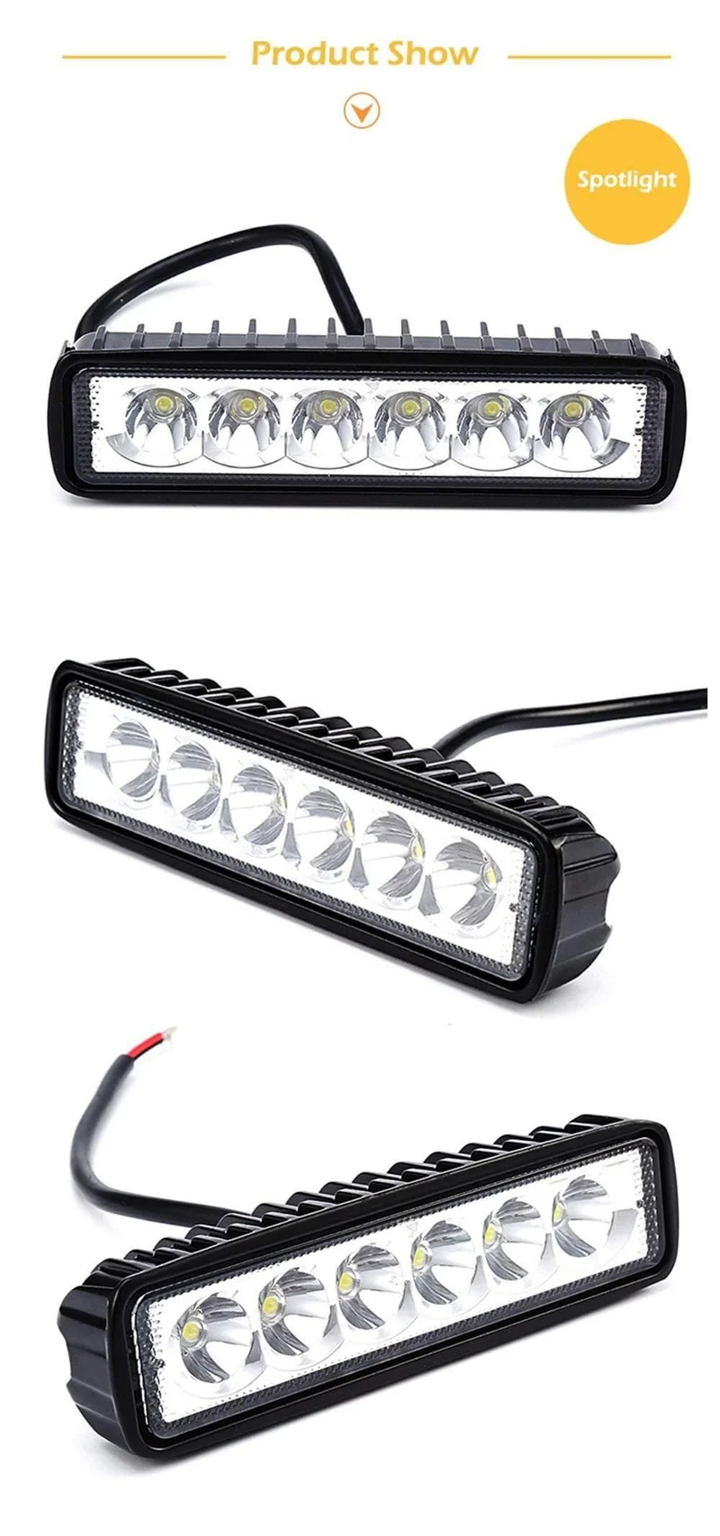 18W 12V LED Arbeitslichtleiste Strahler Flutlicht Lampe Fahren Nebel Offroad LED Arbeitsscheinwerfer Auto für Ford Toyota SUV 4WD Boot LKW