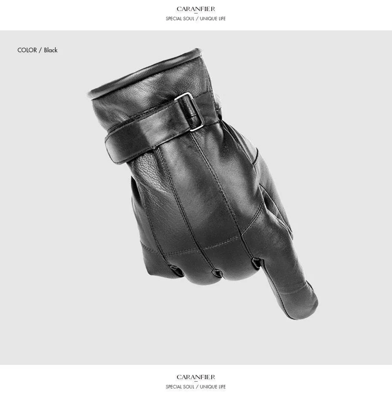 Herren Schaffell Handschuhe Echtes Leder Männer Winter Outdoor Plus Samt Warme Pelz Verdickung Thermal