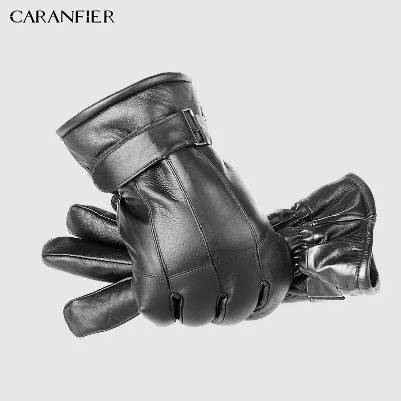 Herren Schaffell Handschuhe Echtes Leder Männer Winter Outdoor Plus Samt Warme Pelz Verdickung Thermal
