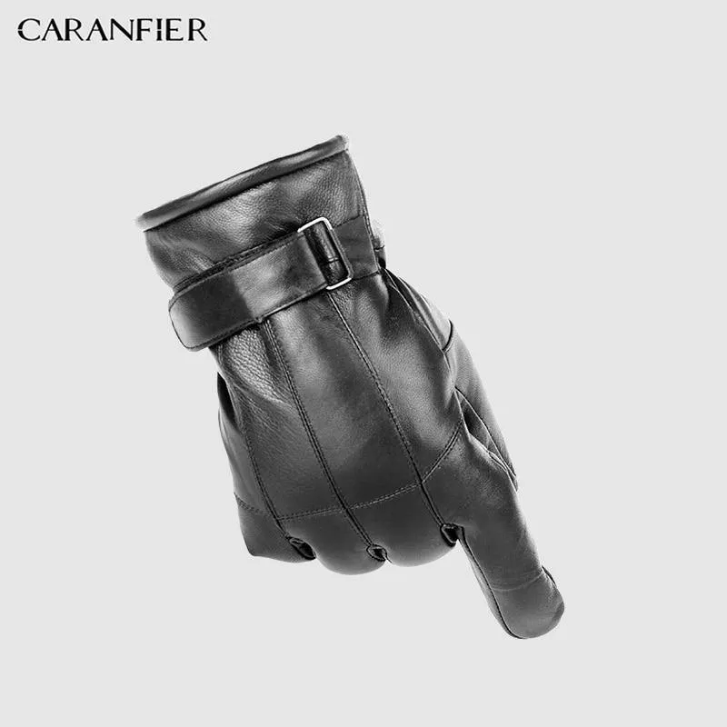 Herren Schaffell Handschuhe Echtes Leder Männer Winter Outdoor Plus Samt Warme Pelz Verdickung Thermal