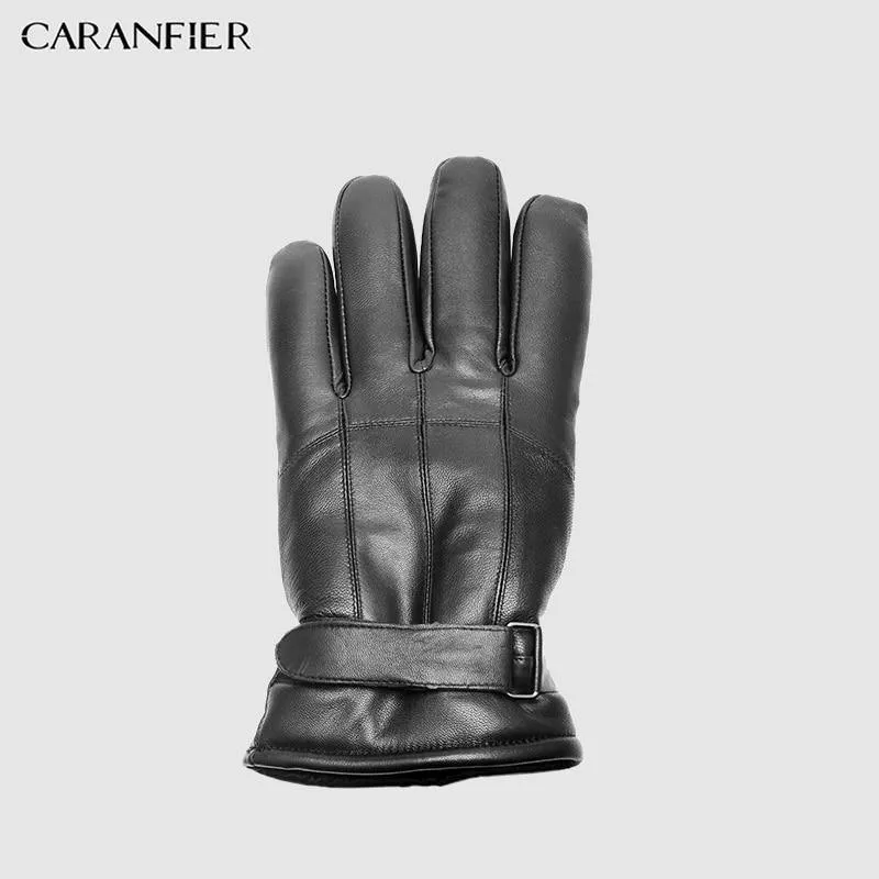 Herren Schaffell Handschuhe Echtes Leder Männer Winter Outdoor Plus Samt Warme Pelz Verdickung Thermal