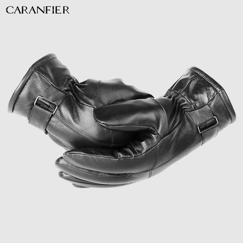 Herren Schaffell Handschuhe Echtes Leder Männer Winter Outdoor Plus Samt Warme Pelz Verdickung Thermal