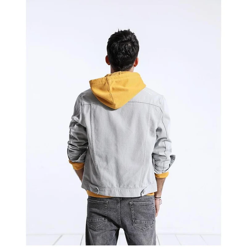 Jeansjacke Herrenmode 100% Baumwolle Trucker Jacken Slim Fit Stickerei Brusttasche 4 Farben